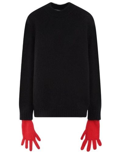 Charles Jeffrey Glove-sleeved Crewneck Sweater - Black