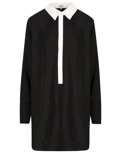 Loewe Anagram Embroidered Shirt Dress - Black