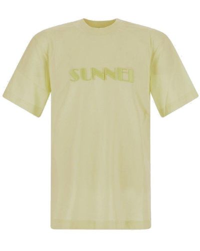 Sunnei Logo Embroidered Crewneck T-shirt - Yellow