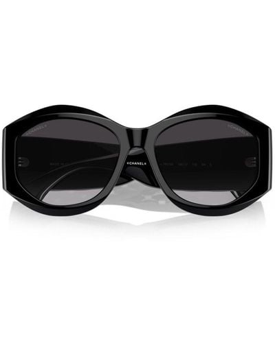 Chanel Oval Frame Sunglasses - Black