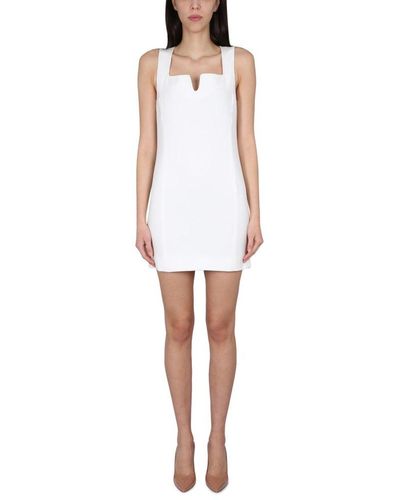 Boutique Moschino Square Neck Tailored Mini Dress - White
