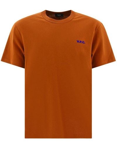 A.P.C. Flocked Logo Crewneck T-shirt - Orange