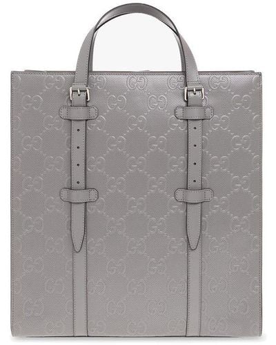 Gucci Leather Shopper Bag - Gray