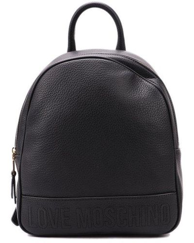 Moschino Logo-embossed Zipped Backpack - Black
