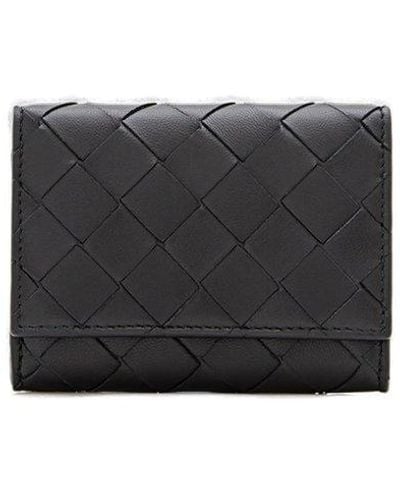 Bottega Veneta Tri-fold Zip Leather Wallet - Grey