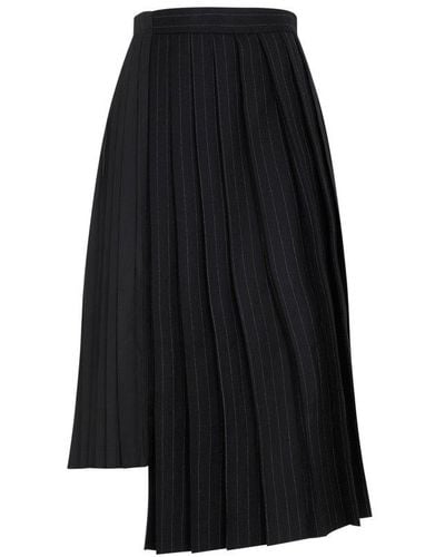 Sacai Acai Wool Mix Chalk Stripe Skirt - Black
