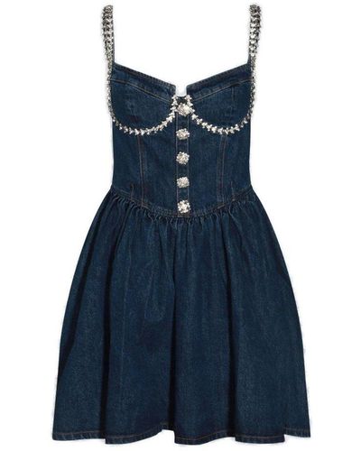 Self-Portrait Blue Cotton Mini Dress