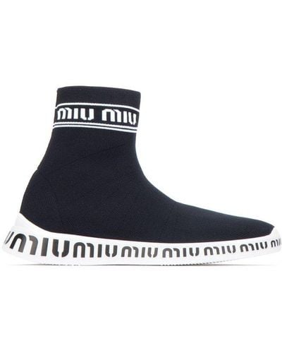 Miu Miu Logo Sock Boots - Blue