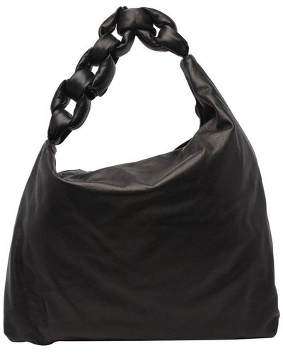 Vic Matié Logo Detailed Chain Link Top Handle Bag - Black