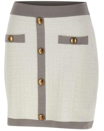 Elisabetta Franchi Bi-color Mini Skirt - White