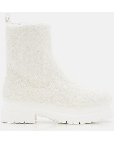 JW Anderson Shearling Platform Ankle Boots - Natural