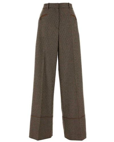 Bally Embroidered Stretch Wool Blend Wide-Leg Pant - Multicolour