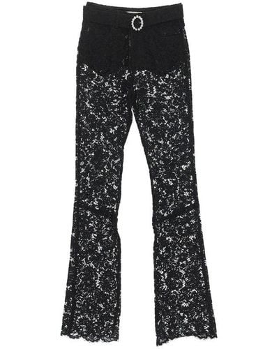 Alessandra Rich Lace Detailed Straight-leg Trousers - Black