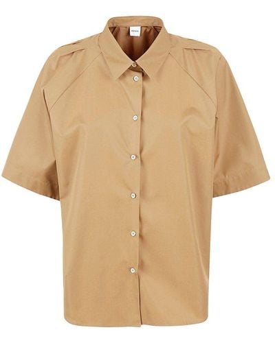 Aspesi Buttoned Short-sleeved Shirt - Natural