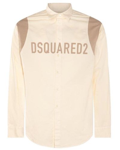 DSquared² Panelled Curved Hem Shirt - Natural