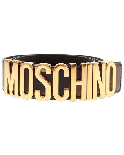 Moschino Logo Lettering Belt - Brown