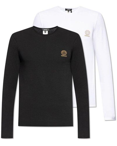 Versace Pack Of Two Long-sleeved Crewneck T-shirts - Black