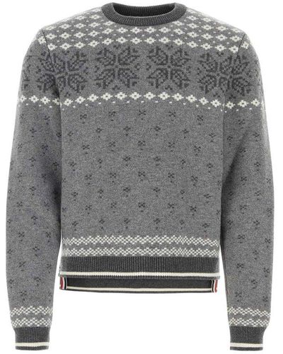 Thom Browne Pattern Knitted Jumper - Grey