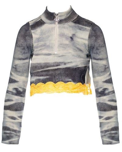 DIESEL M-artha Camouflage-print Zipped Sweater - Grey