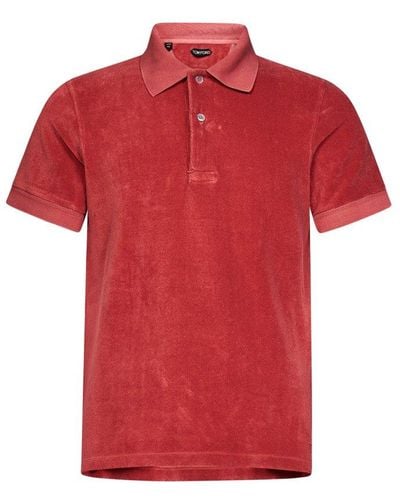 Tom Ford Towelling Short-sleeved Slim-fit Polo Shirt - Red
