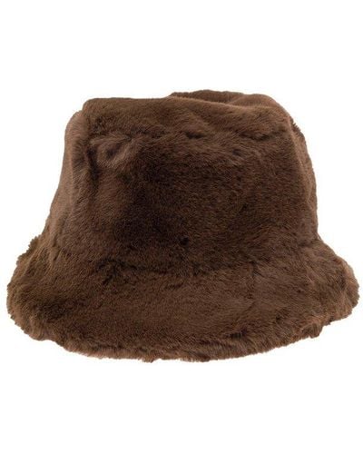 Stand Studio Vera Brown Hat With Low Brim In Faux Fur
