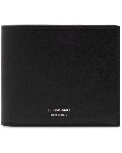 Ferragamo Leather Wallet With Logo - Black