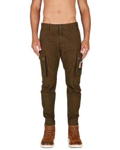 DSquared² Logo Patch Tapered-leg Cargo Trousers - Brown