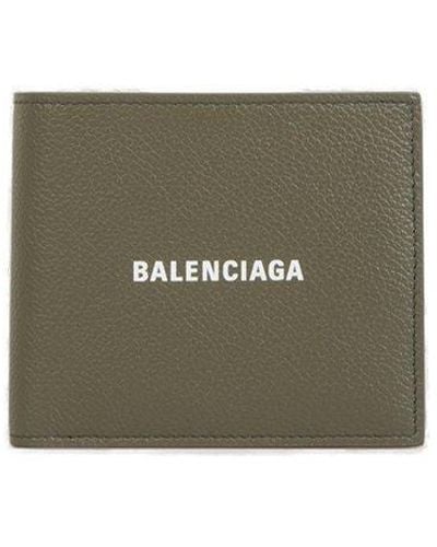 Balenciaga Logo Printed Square Bi-fold Wallet - Green
