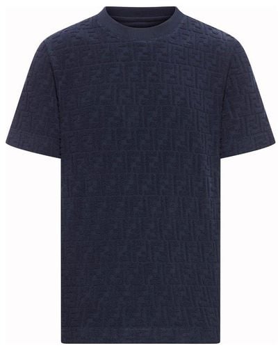 Fendi Ff Terry Crewneck T-shirt - Blue