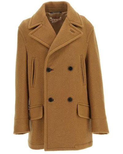 Marni Double-breasted Long-sleeved Coat - Brown
