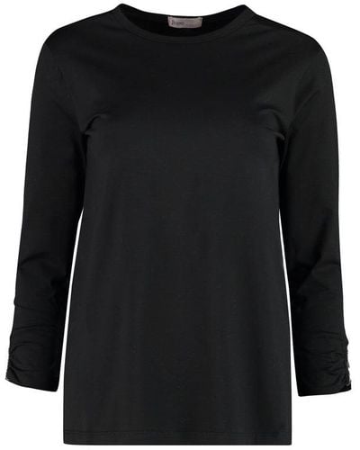 Herno Long Sleeve Stretch Cotton T-shirt - Black