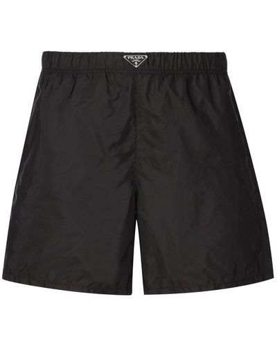 Prada Triangle-logo Swim Shorts - Black