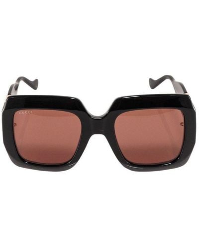 Gucci Square Frame Logo Plaque Sunglasses - Black