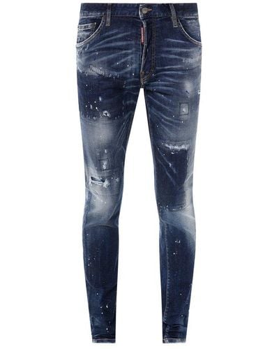 DSquared² Mid-rise Distressed Skinny Jeans - Blue