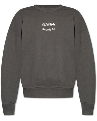 Ganni Sweatshirt With Logo - Gray