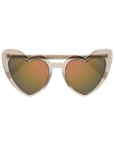 Saint Laurent Loulou Heart-shaped Sunglasses - Natural