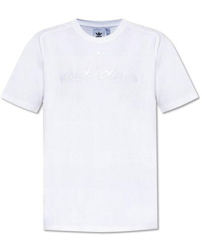adidas Originals Logo-embroidered Crewneck T-shirt - White
