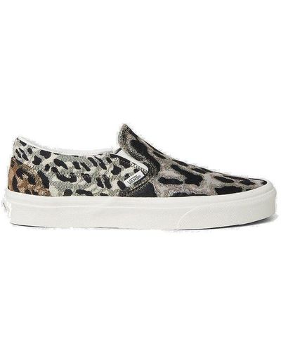 Vans Leopard Printed Slip-on Sneakers - White