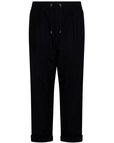 Balmain Pleated Tapered Track Trousers - Black