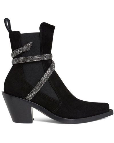 Rene Caovilla René Caovilla Embellished Pointed Toe Ankle Boots - Black