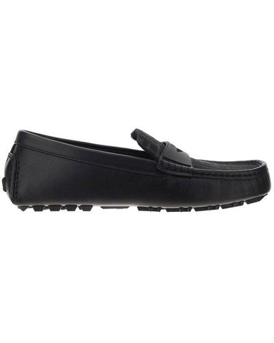 Fendi Driver Ff Leather Loafers - Black