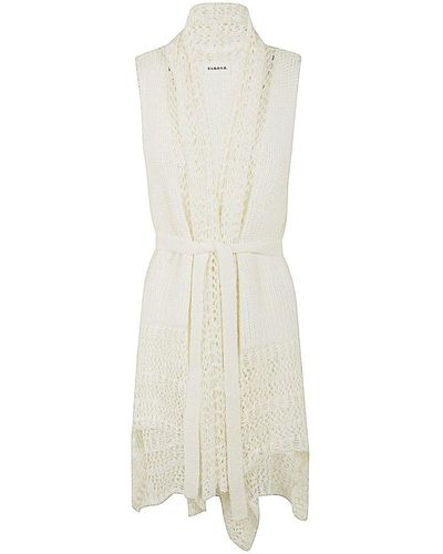 P.A.R.O.S.H. Cruz Crochet Knit Belted Gilet - White