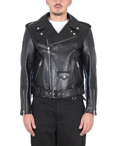 Alexander McQueen Panelled Biker Jacket - Black