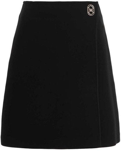 Ferragamo Logo Wool Blend Skirt - Black
