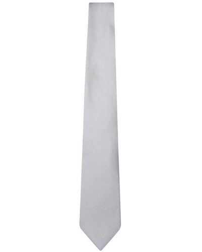Tom Ford Interwoven Detailed Pointed Tip Tie - White