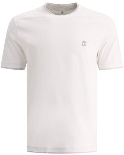 Brunello Cucinelli T-shirt With Contrasting Profiles - White