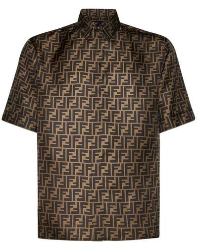 Fendi Ff Jacquard Short Sleeved Shirt - Brown