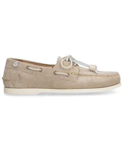 Polo Ralph Lauren Logo Embossed Lace-up Loafers - White