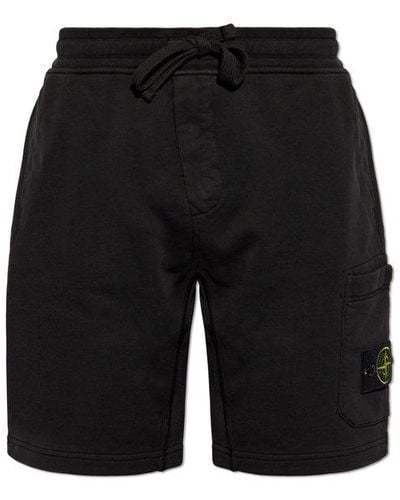 Stone Island Logo Patch Shorts - Black