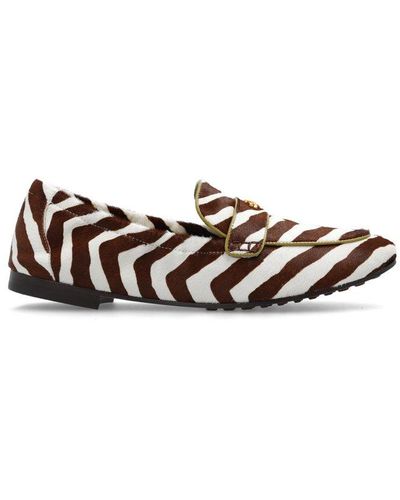 Tory Burch Zebra Printed Ballet Loafers - White